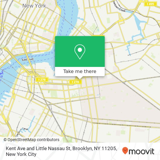 Kent Ave and Little Nassau St, Brooklyn, NY 11205 map