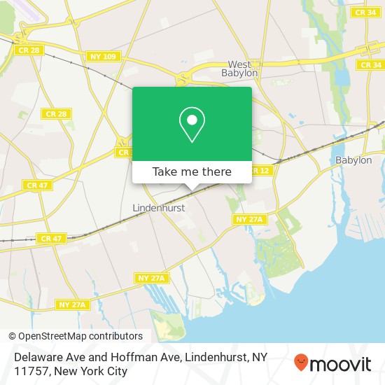 Mapa de Delaware Ave and Hoffman Ave, Lindenhurst, NY 11757