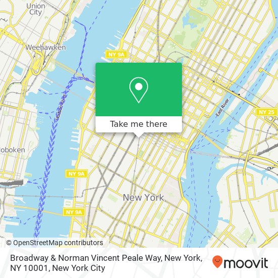 Mapa de Broadway & Norman Vincent Peale Way, New York, NY 10001