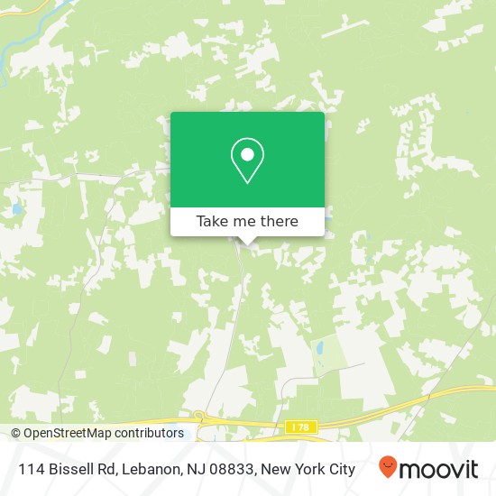 Mapa de 114 Bissell Rd, Lebanon, NJ 08833