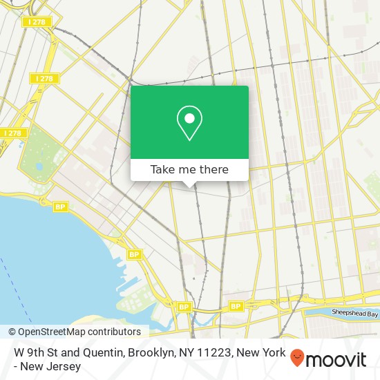 Mapa de W 9th St and Quentin, Brooklyn, NY 11223
