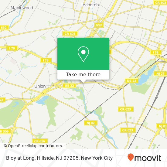 Mapa de Bloy at Long, Hillside, NJ 07205