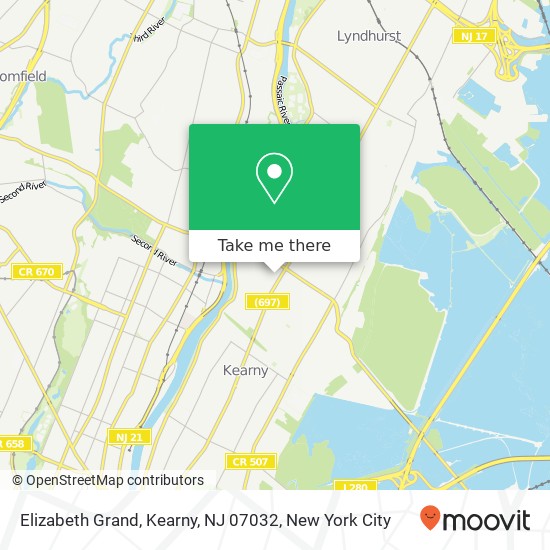 Mapa de Elizabeth Grand, Kearny, NJ 07032