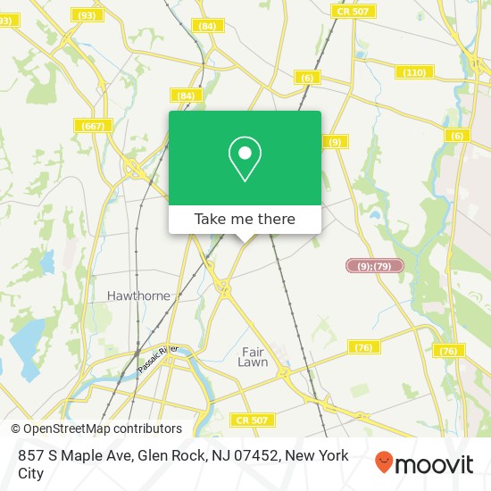 Mapa de 857 S Maple Ave, Glen Rock, NJ 07452