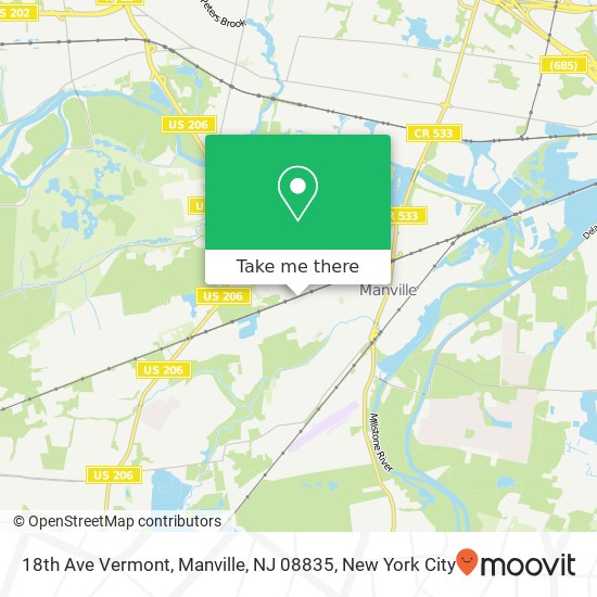 18th Ave Vermont, Manville, NJ 08835 map