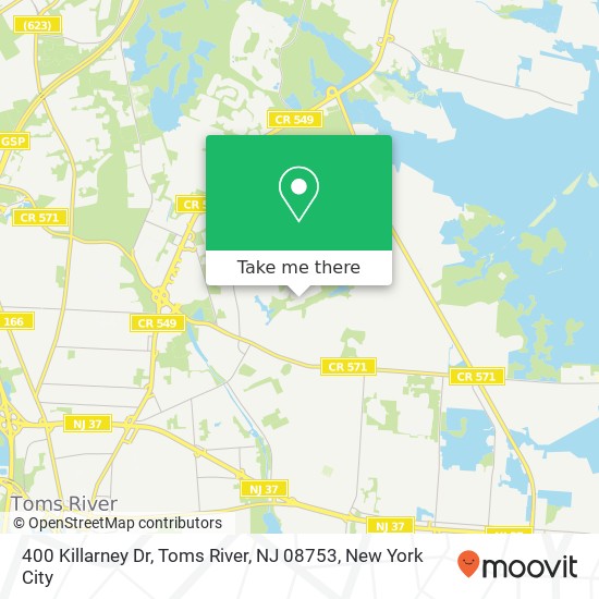 Mapa de 400 Killarney Dr, Toms River, NJ 08753