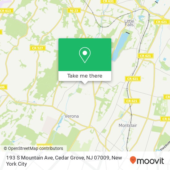 Mapa de 193 S Mountain Ave, Cedar Grove, NJ 07009