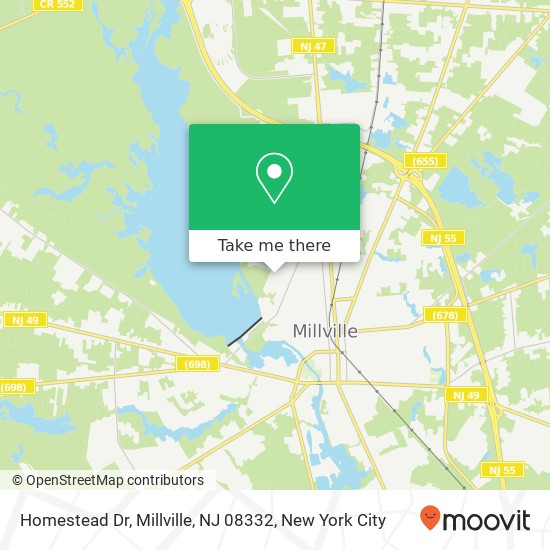 Mapa de Homestead Dr, Millville, NJ 08332