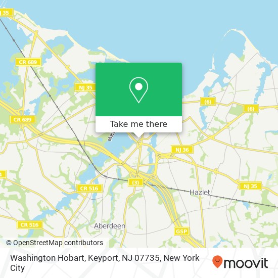 Mapa de Washington Hobart, Keyport, NJ 07735