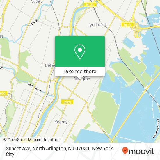 Sunset Ave, North Arlington, NJ 07031 map