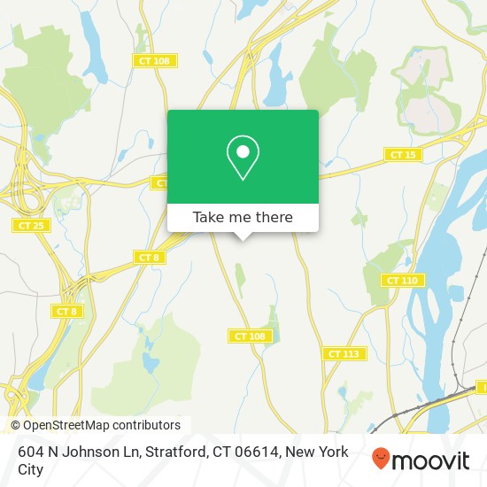 Mapa de 604 N Johnson Ln, Stratford, CT 06614