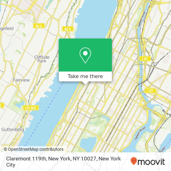 Claremont 119th, New York, NY 10027 map