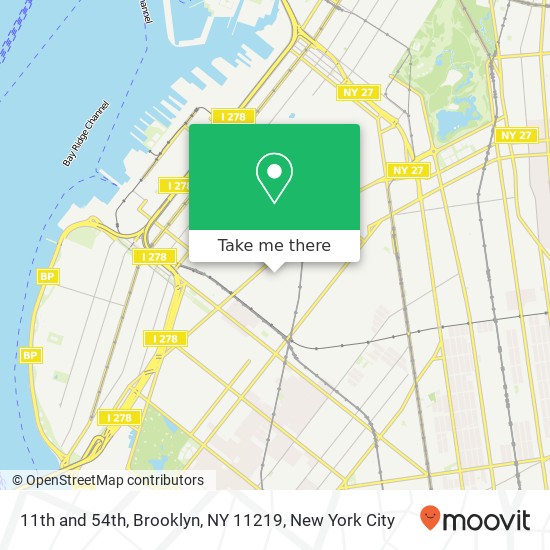 Mapa de 11th and 54th, Brooklyn, NY 11219