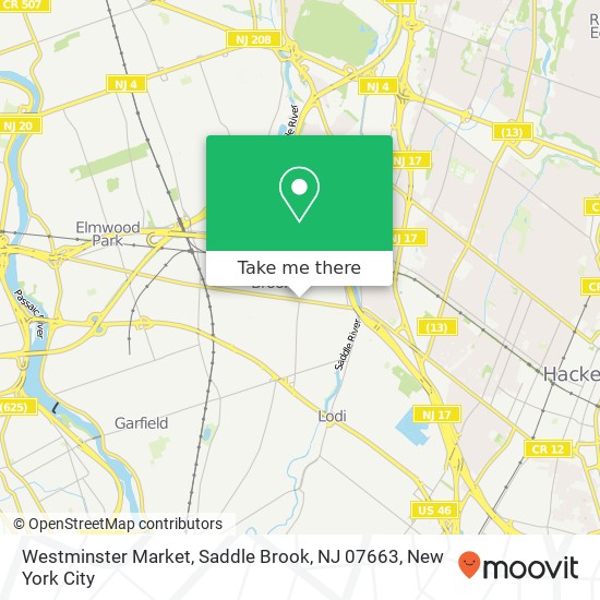 Mapa de Westminster Market, Saddle Brook, NJ 07663