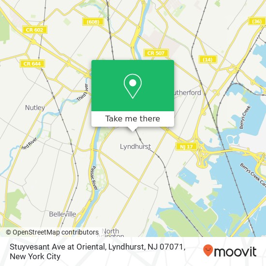 Mapa de Stuyvesant Ave at Oriental, Lyndhurst, NJ 07071