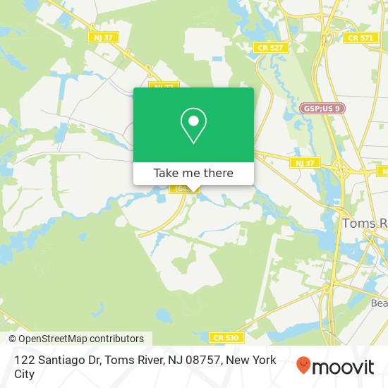 Mapa de 122 Santiago Dr, Toms River, NJ 08757