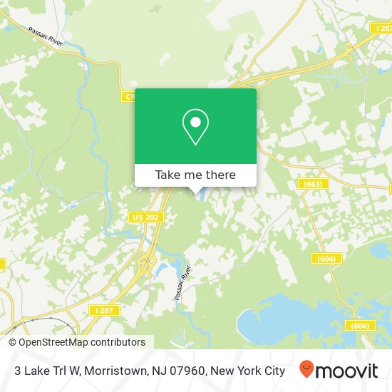 Mapa de 3 Lake Trl W, Morristown, NJ 07960