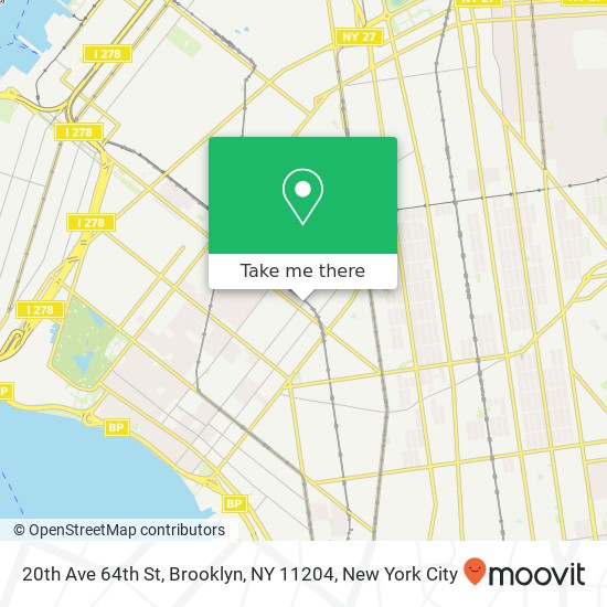 Mapa de 20th Ave 64th St, Brooklyn, NY 11204