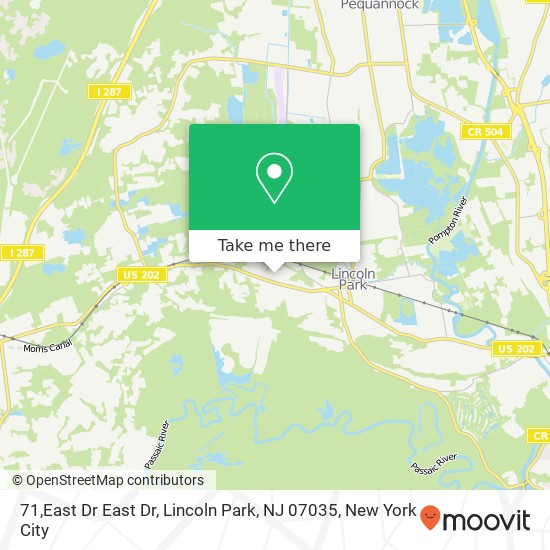 Mapa de 71,East Dr East Dr, Lincoln Park, NJ 07035
