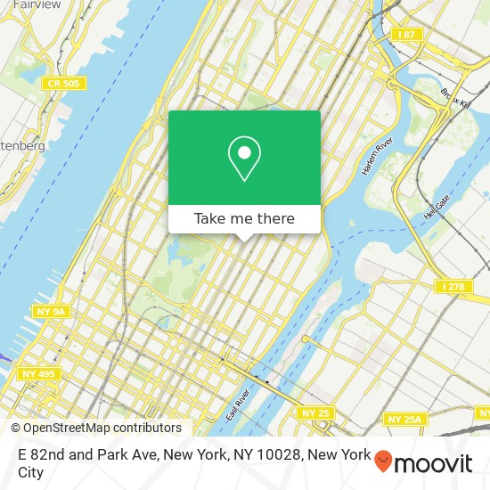 Mapa de E 82nd and Park Ave, New York, NY 10028