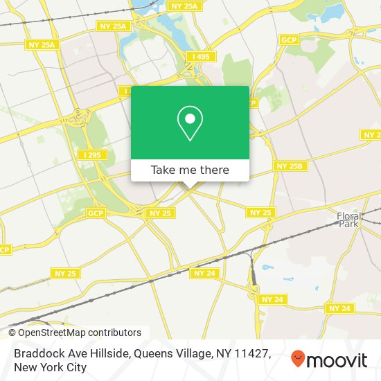 Mapa de Braddock Ave Hillside, Queens Village, NY 11427