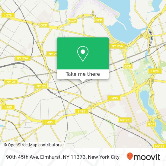 Mapa de 90th 45th Ave, Elmhurst, NY 11373