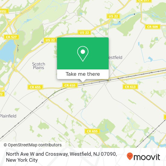 Mapa de North Ave W and Crossway, Westfield, NJ 07090