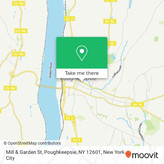 Mill & Garden St, Poughkeepsie, NY 12601 map