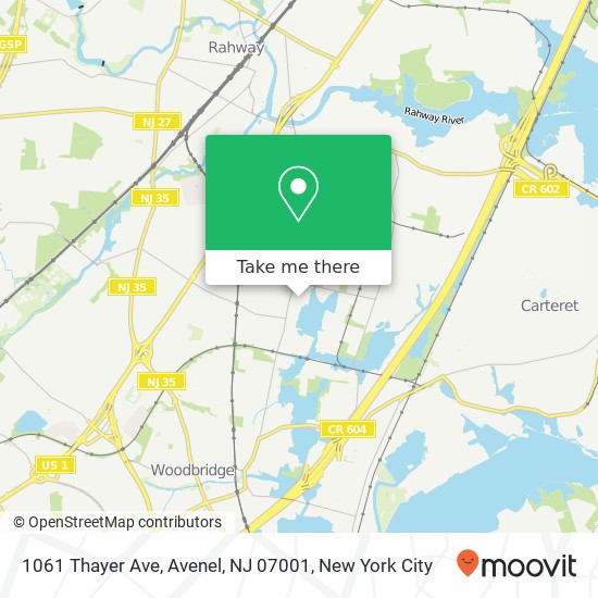 Mapa de 1061 Thayer Ave, Avenel, NJ 07001