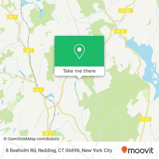 Mapa de 8 Beeholm Rd, Redding, CT 06896