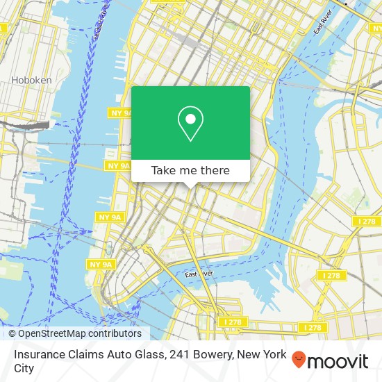 Mapa de Insurance Claims Auto Glass, 241 Bowery