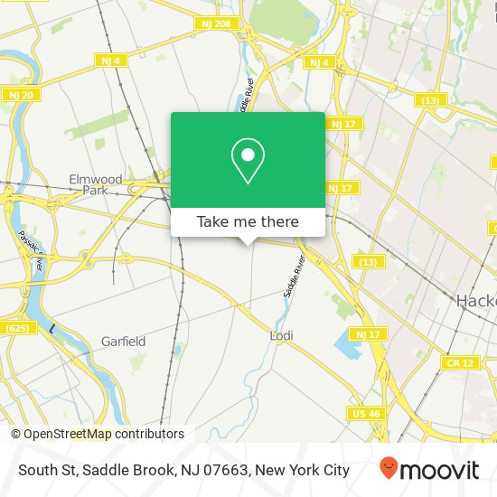 Mapa de South St, Saddle Brook, NJ 07663