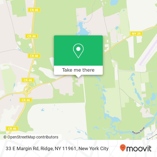 Mapa de 33 E Margin Rd, Ridge, NY 11961