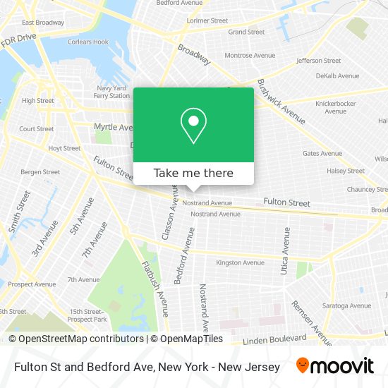 Fulton St and Bedford Ave map