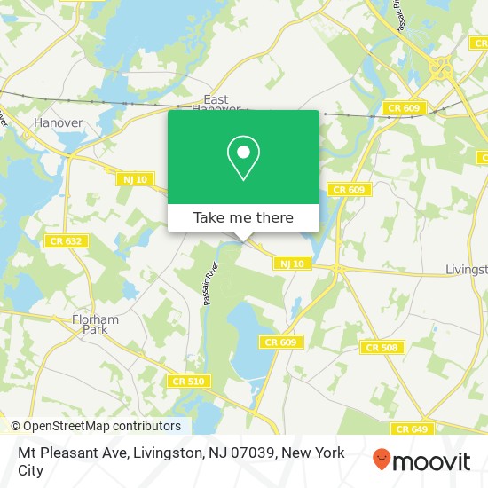 Mapa de Mt Pleasant Ave, Livingston, NJ 07039