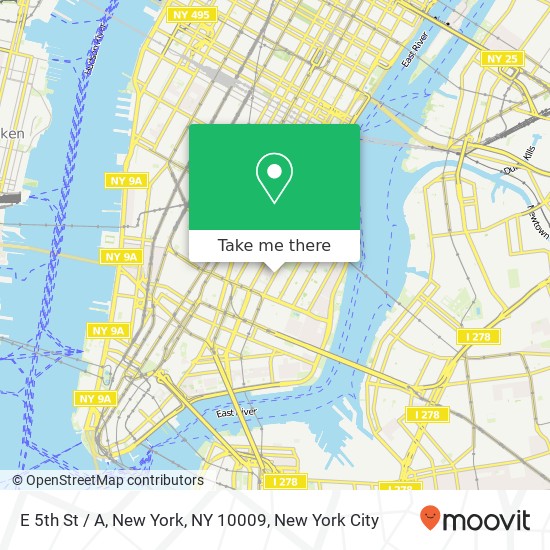 Mapa de E 5th St / A, New York, NY 10009