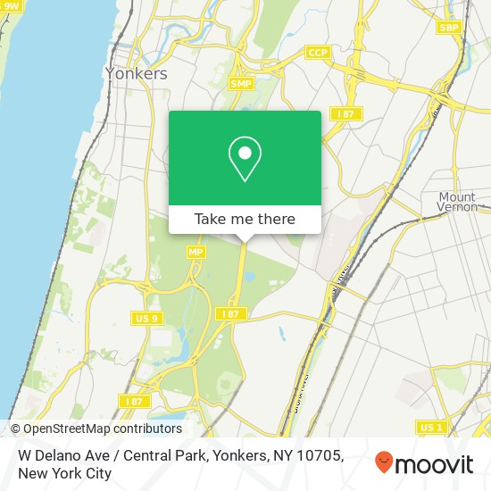 Mapa de W Delano Ave / Central Park, Yonkers, NY 10705