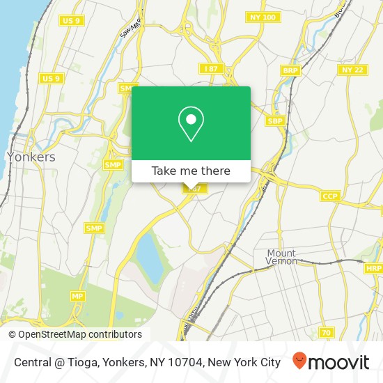 Mapa de Central @ Tioga, Yonkers, NY 10704