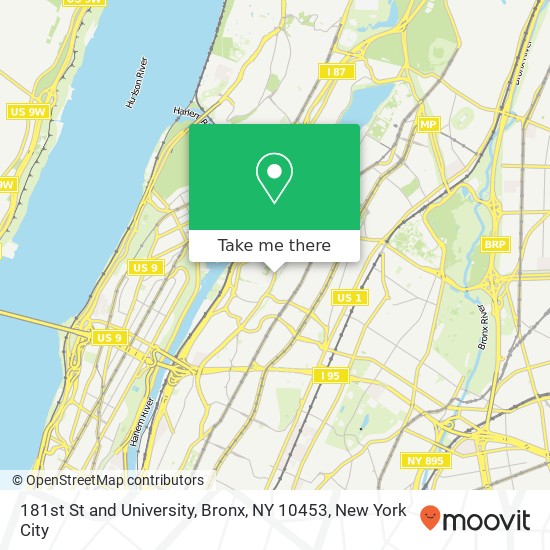 181st St and University, Bronx, NY 10453 map