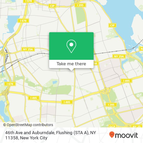 Mapa de 46th Ave and Auburndale, Flushing (STA A), NY 11358