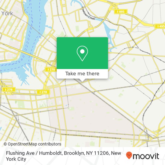 Mapa de Flushing Ave / Humboldt, Brooklyn, NY 11206