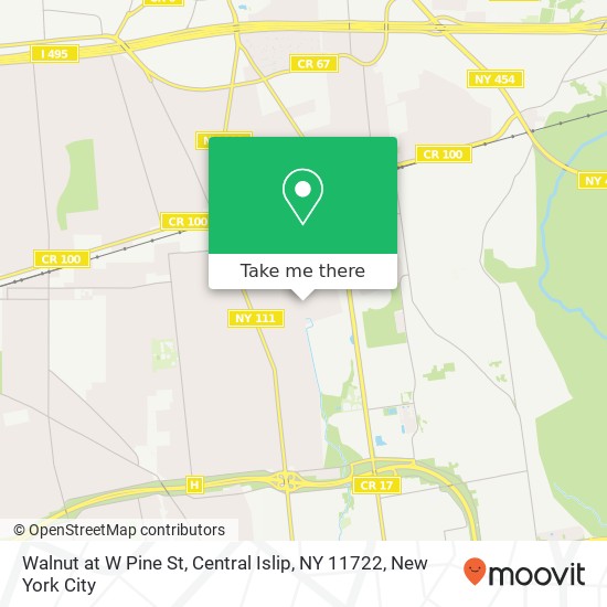 Mapa de Walnut at W Pine St, Central Islip, NY 11722
