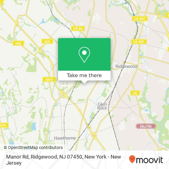 Mapa de Manor Rd, Ridgewood, NJ 07450