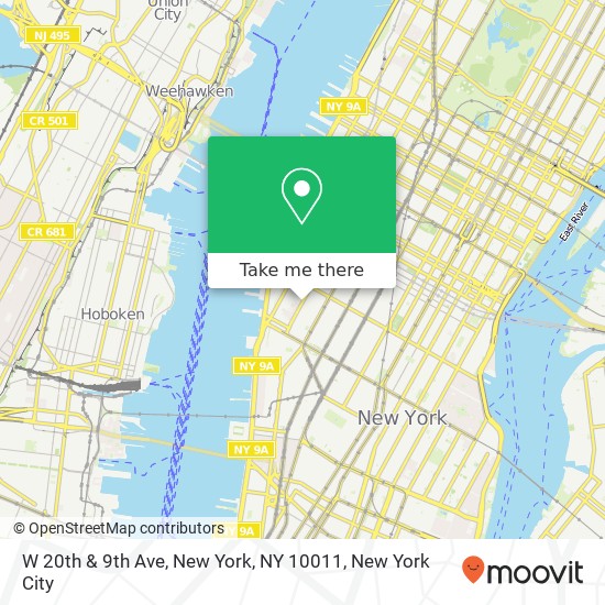 W 20th & 9th Ave, New York, NY 10011 map