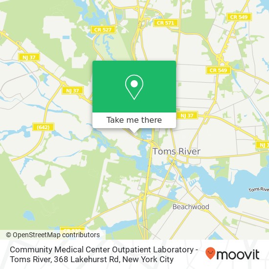 Community Medical Center Outpatient Laboratory - Toms River, 368 Lakehurst Rd map