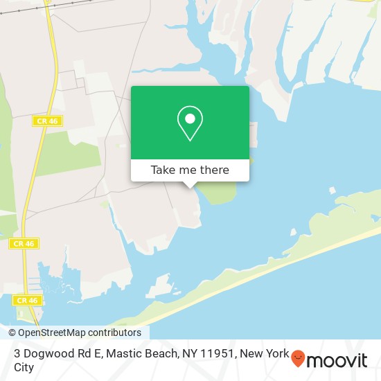 Mapa de 3 Dogwood Rd E, Mastic Beach, NY 11951