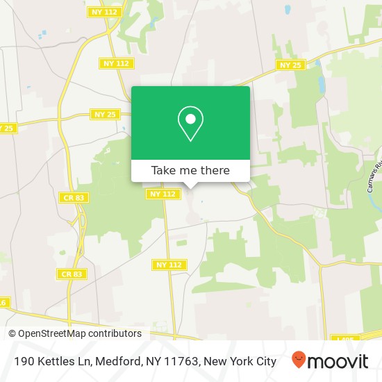 Mapa de 190 Kettles Ln, Medford, NY 11763