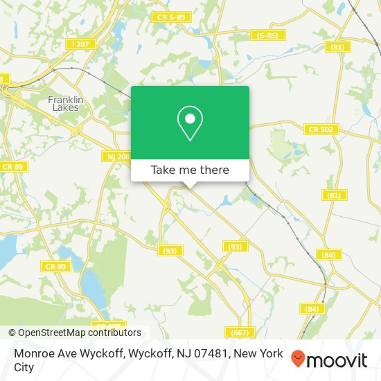 Mapa de Monroe Ave Wyckoff, Wyckoff, NJ 07481