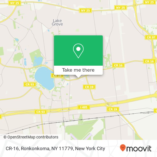 Mapa de CR-16, Ronkonkoma, NY 11779