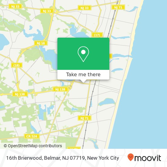 Mapa de 16th Brierwood, Belmar, NJ 07719